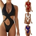 thumbnail image 7 of Women's Hollow Bikini Sexy Solid Color One-piece, Red M, 7 of 7