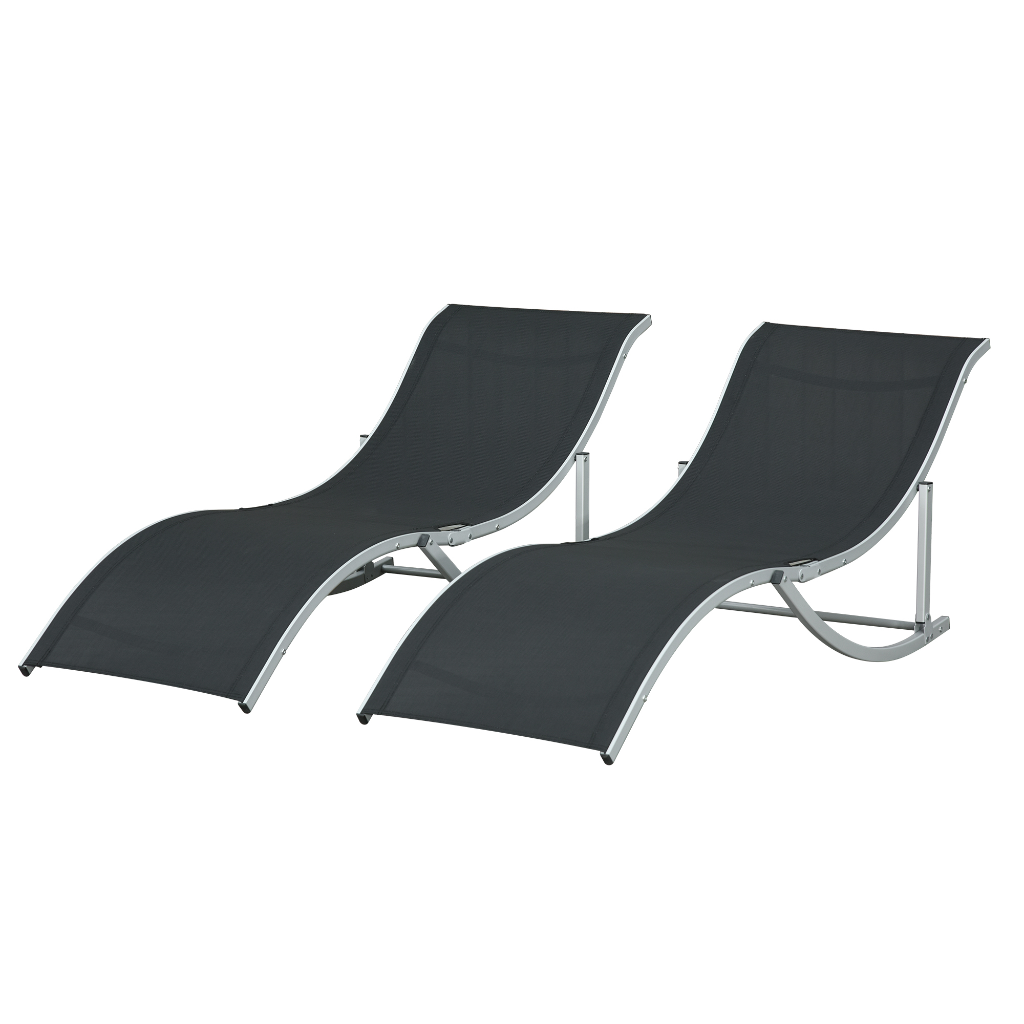 Outsunny Set of 2 Sshaped Foldable Lounge Chair Reclining Outdoor
