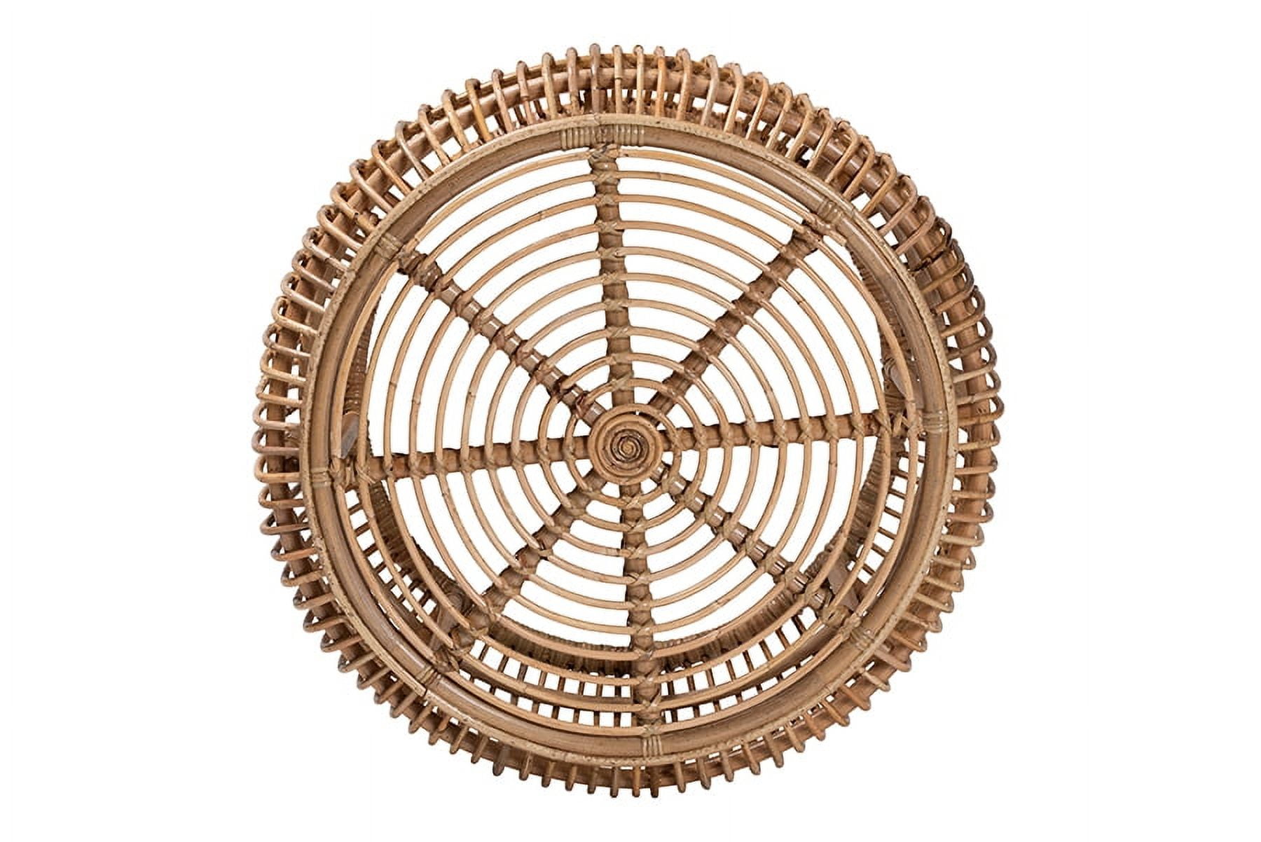 bali & pari Aliane Rattan BOHO Coffee Table with Circular Top, Openwork Frame, Natural Brown