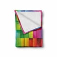 thumbnail image 2 of Colorful Soft Flannel Fleece Throw Blanket, Rainbow Colored Contour Display Futuristic Block Brick-Like Geometric Artisan, Cozy Plush for Indoor and Outdoor Use, 50" x 70", Multicolor, by Ambesonne, 2 of 6