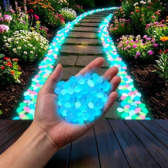 2026 New Colorful Glow-in-the-Dark Garden Stones 300/500/1000PCS Mixed Color Luminous Pebbles Glow in the Dark Rocks for Outdoor Walkways & Aquarium Decor