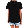 thumbnail image 2 of Pretty Comy Women's Temperament Solid Color Short-sleeved Parquet Top, 2 of 9