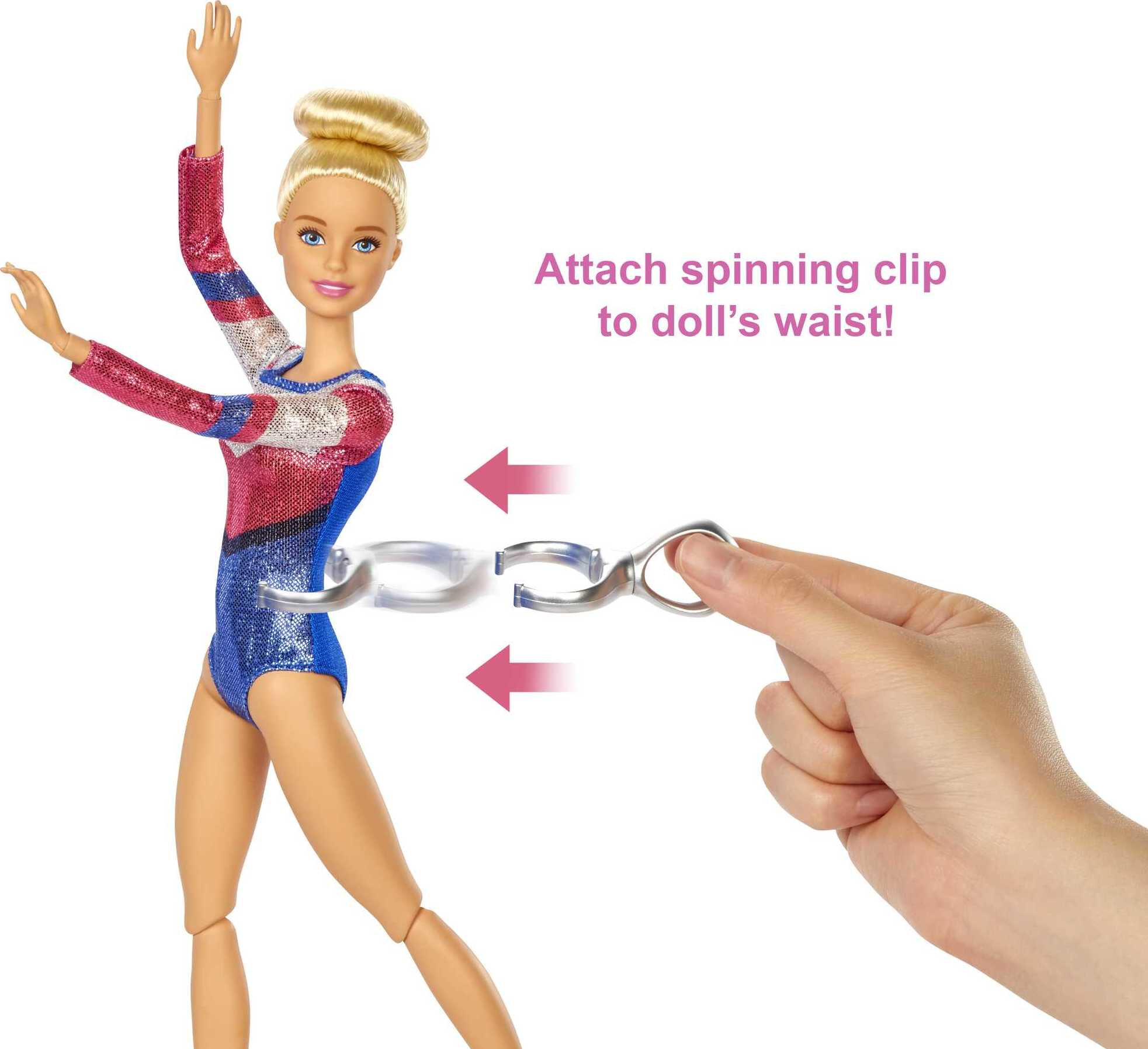 Barbie Gymnastics Playset with Blonde Doll and 15+ Accessories, Twirling Gymnast Toy with Balance Beam - image 4 of 6