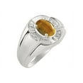 thumbnail image 4 of RYLOS Sterling Silver Ring 8X6MM Oval Gemstone & Diamond Unisex Rings Tiger Eye November Birthstone Ring Size 8, 4 of 7