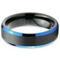 thumbnail image 2 of P. Manoukian Tungsten Wedding Band Ring 6mm for Men Women Black Blue Beveled Edge Brushed Lifetime Guarantee Size 10, 2 of 4