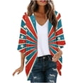 thumbnail image 3 of UVEASISHA American Flag Kimono for Women 4th of July 3/4 Sleeve Cardigans Summer Open Front Casual Beach Coverups Independence Day Print Cardigan Jackets Multicolor 3XL, 3 of 6