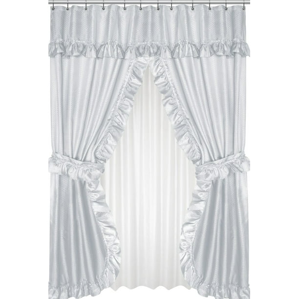 Royal Bath Lauren Double Swag Dobby Fabric Shower Curtain, 100%