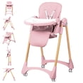 thumbnail image 2 of Bebbly Silla Alta para Bebé Ajustable con Charola y Respaldo Reclinable Altura Regulable en 6 Niveles Silla de Comer con Arnés de Seguridad y Ruedas Ideal, Juego 6 meses a 3 años (Rosa), 2 of 10
