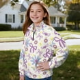 thumbnail image 3 of Uorisanigo Oversized Sweatshirts for Teen Girl, Comfortable Daisy Bow Print Girls Half Zip Pullover Sweatshirt, Fashion Long Sleeve Pullover Shirts Top Athletic Tops Hoodies Trendy Clothes, 3 of 7