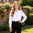 thumbnail image 5 of Lullu Boys Long Sleeve Button Down Shirt Solid Basic Pocket Shirts Unisex Tops, White, 5 of 6