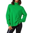 thumbnail image 2 of Suéter de cuello alto para mujer INSPIRE CHIC, tops para un guardarropa de invierno elegante, talla XL, color verde, 2 of 6