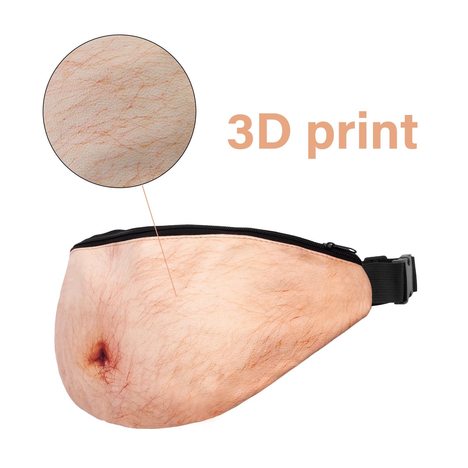Big Belly 3D Printed Unisex Fanny Pack with Coin Purse, Fun Simulation Pattern