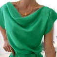 thumbnail image 5 of ZyeKqe Satin Tops for Women Cap SleeveT Shirts Dressy Casual Blouses Solid Color Cowl Neck Tank Top, 5 of 8