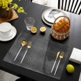 thumbnail image 3 of Animal Print Placemats Set of 6, Minimalist Vintage Animal Leather Black Placemats for Dining Table, Place Mats for Kitchen Tabletop, Waterproof Wipeable Dining Table Mats Set, 3 of 9