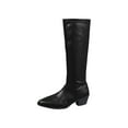 thumbnail image 2 of Bnwani Low Heel Boots Women Winter Fashion Pointed Zipper Thick Chunky High Knee-High Casual Solid Boot Black Size 5.5, 2 of 9