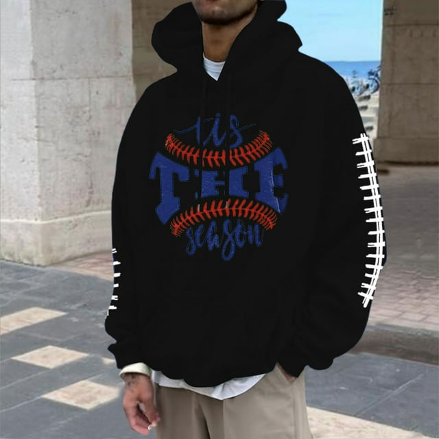 MHFRRA Sudadera con Capucha para Hombre con Estampado de Fútbol, Informal, Holgada, para Uso Diario, Cómoda y Cálida Negro
