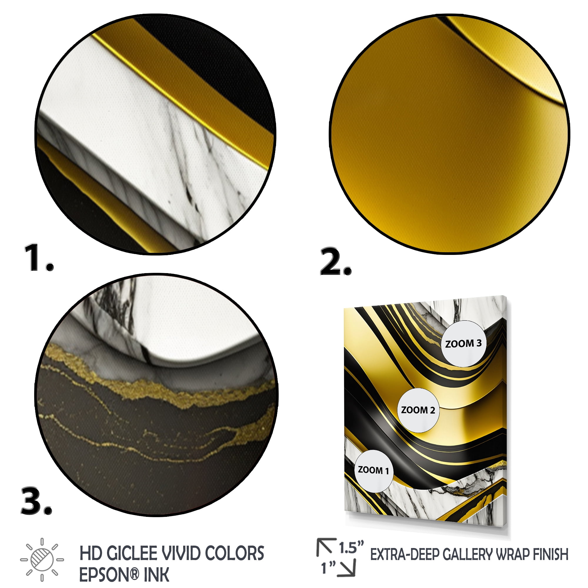 Designart Abstract Geode Marble Waves Gold I Canvas Wall Art