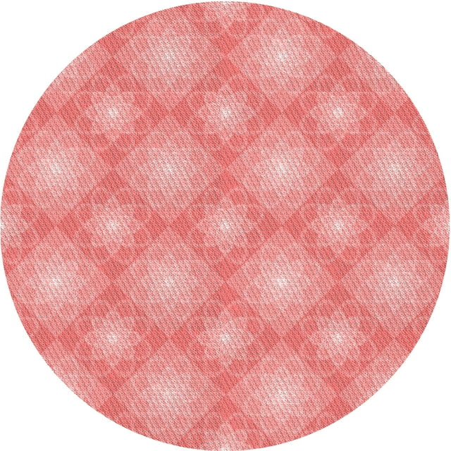 Ahgly Company Tapis d'Intérieur Rond Lavable en Machine Rose Pastel Transitionnel, 6 Pieds Rond