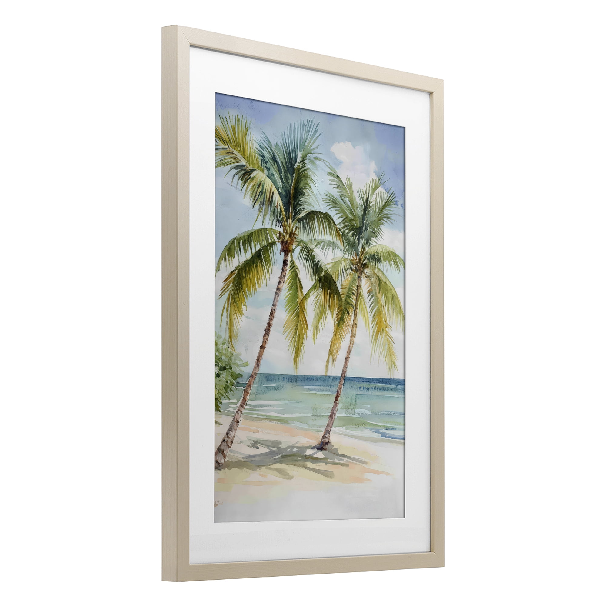 Stupell Industries Shady Palm Beach Escape Birch Framed Print Under Glass, design by Petal Prints Design
