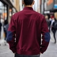 thumbnail image 5 of Men's Corduroy Jacket, Full Zip Patchwork Mock Neck Jackets Fall Winter Loose Mens Sport Coats With Elbow Patches, 5 of 8