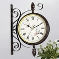 thumbnail image 2 of Antique Style Double Sided Wall Clock Quiet Decoration Powered Hanging Clocks for Bedroom, Garden, Indoor, Outdoor, Kitchen, Patio, 2 of 7