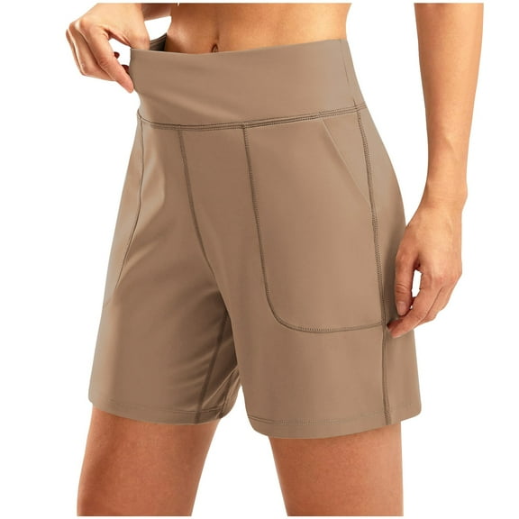 YABCSAZ Shorts for Women High Waisted Slim Shorts Summer Casual Solid Color Shorts Plus Size Comfy Elastic Waist Drawstring Shorts with Pockets