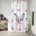 thumbnail image 5 of No Hook Shower Curtain with Built-in Rings - Easter Bunny Ears Washable Waterproof Fabric Bathroom Curtains for Hotel,Rentals, Stall 54 X 78 Inch , Spring Daisy Floral Color Plaid, 5 of 8