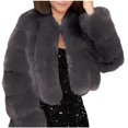 thumbnail image 4 of ATOYSOY Winter Coats for Women Warm Thick Fauxfluffy Cropped Jackets Fashion Open Front Long Sleeve Cardigans Wedding Guest Winter Gray L, 4 of 4