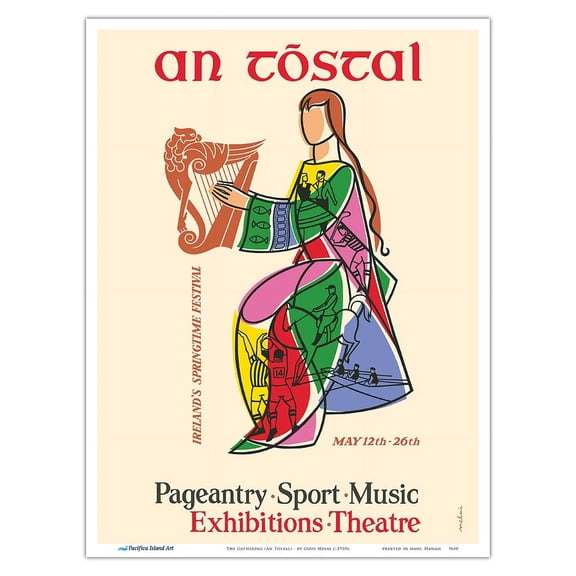 The Gathering (An Tóstal) - Irelandʻs Spring Time Festival - Vintage Advertising Poster by Guus Melai c.1950s - Master Art Print (Unframed) 9in x 12in
