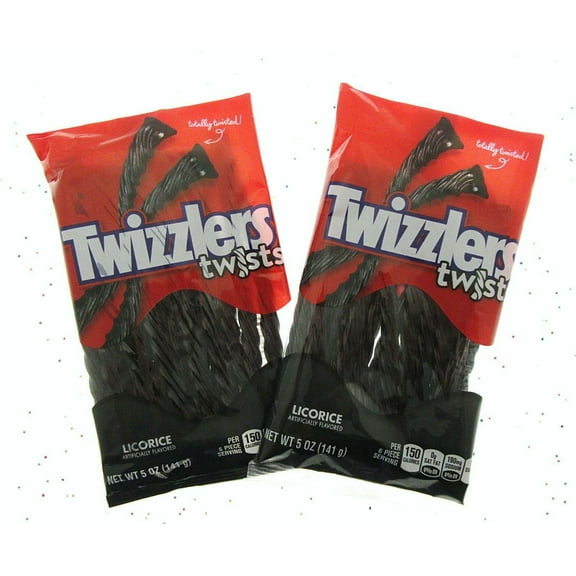 Twizzlers Black Licorice Twists 5oz American Candy Chewy Sweets ~ Lot of 2