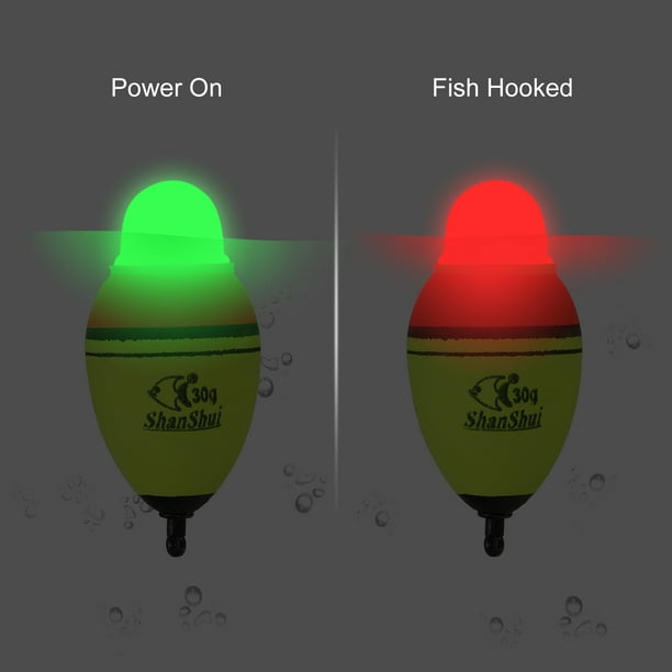 1oz Lighted Fishing Slip Bobbers EVA Green Red LED Light Up Fishing Float,  Yellow
