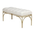 thumbnail image 6 of DecMode Velvet Tufted Bench with Gold Metal Legs, White, 6 of 12