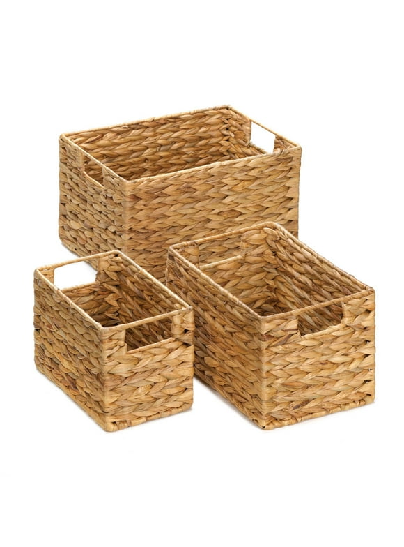 Zingz & Thingz 3pc Brown Contemporary Rectangular Nesting Baskets 14"