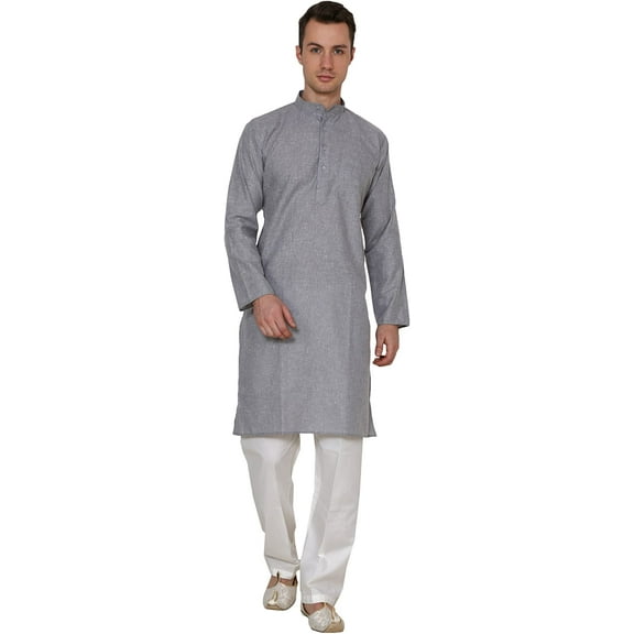 Royal Kurta Men's Cotton Kurta Set Grey 40
