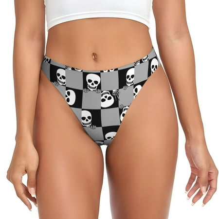 Thongs for Women - Cute Skull Plaid No Show Seamless Womens Thongs Underwear  Breathable G String Thongs for Women  Ladies Stretch Low Rise Thong Bikini Panties Briefs