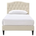 thumbnail image 1 of Home Fare Twin Diamond Tufted Upholstered Bed  Beige, 1 of 2