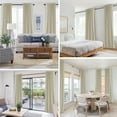 thumbnail image 4 of 100% Blackout Curtains 2 Panels Set, 52" Back Tab/Rod Pocket with Machine Washable Linen Textured Blackout Drape for Bedroom, Curtains,Natural, 4 of 7