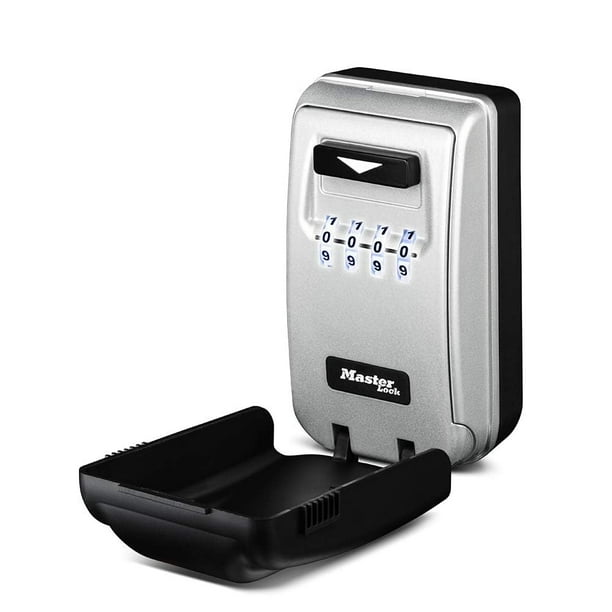 Caja de seguridad para montaje en pared Master Lock 5425D, capacidad para 6 llaves, color negro