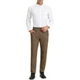 thumbnail image 2 of INSPIRE CHIC Men's Classic Plaid Dress Flat Front Checked Office Prom Trousers 36 Brown, 2 of 7