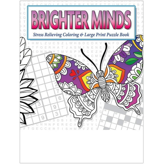 ZoCo: 25-Pack Brighter Minds Large Print Coloring & Puzzle Books, 32 Pages