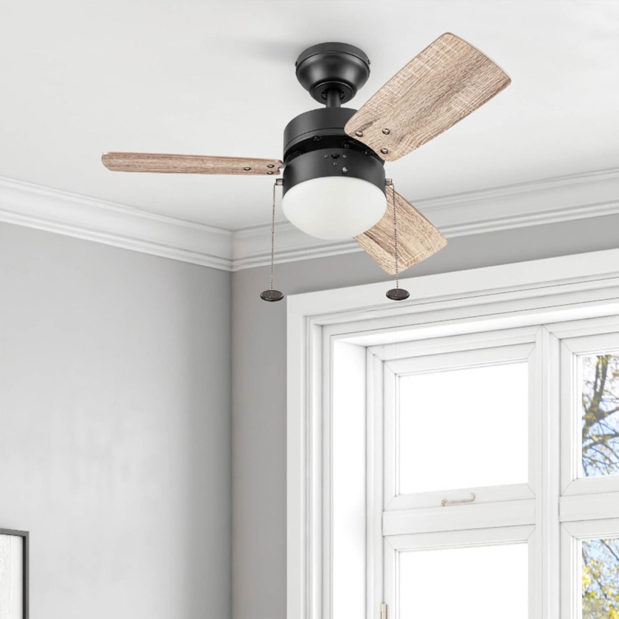 Prominence Home Rawling 30 Inch Indoor LED Ceiling Fan with Light and Pull Chain, Bronze