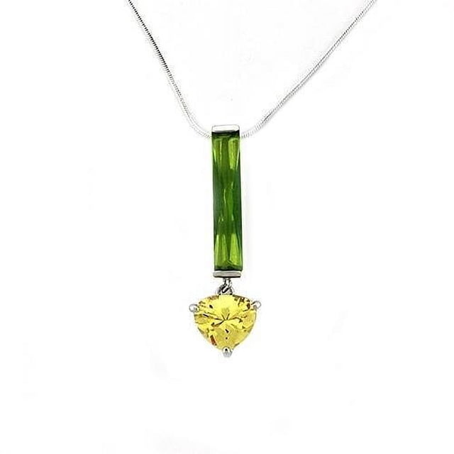 Rhodium 925 Sterling Silver Chain Pendant with AAA Grade CZ in Multi Color for Women Multi Color Stone Color Style LOAS1324 Size 16