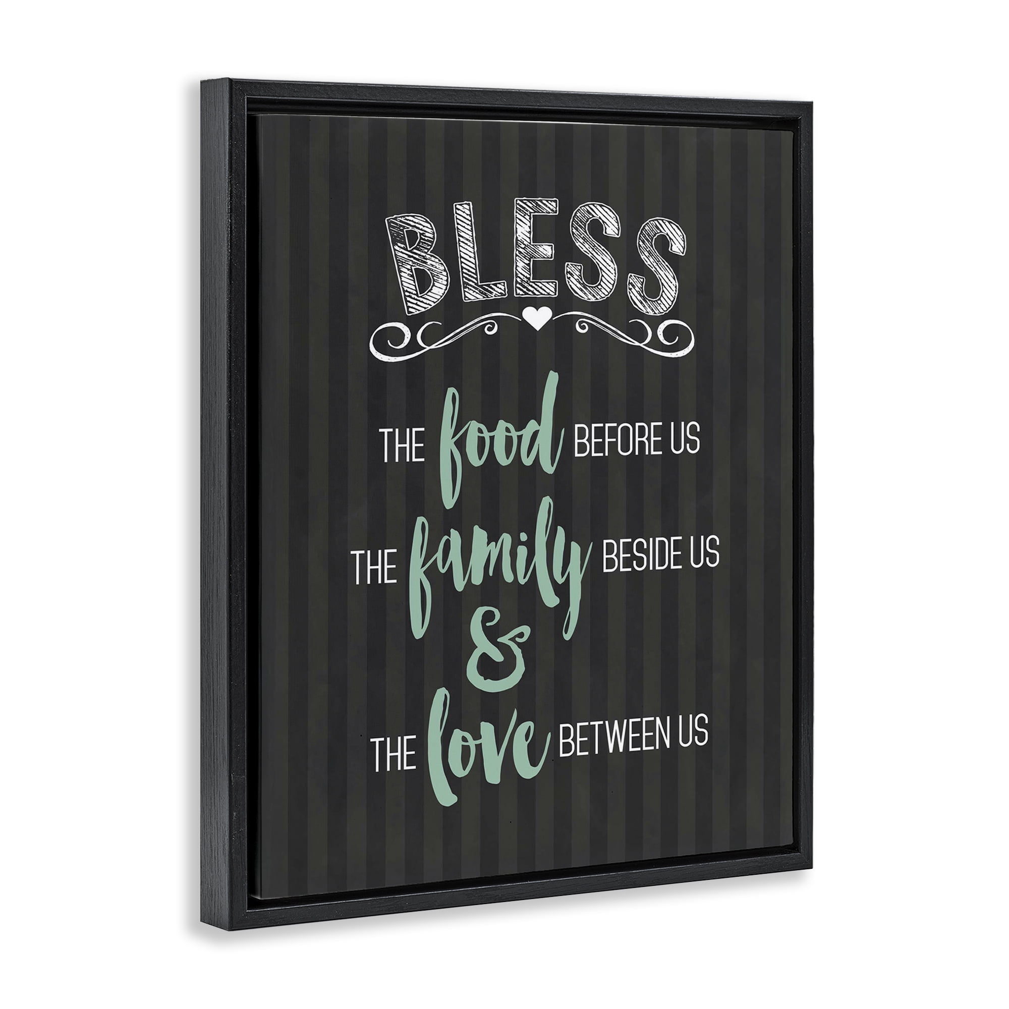 Bless The Food Family & Love Black Framed Floater Canvas Wall Art, design by Lettered and Lined