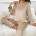 thumbnail image 6 of FAHXNVB Women's Flannel Pajamas Set Fuzzy Long Sleeve Pullover Tops and Long Pants Winter Warm Sofit Comfy Loungewear Sleepwear, 6 of 7