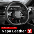 thumbnail image 4 of For Acura Ultra-thin Nappa Leather Steering Wheel Cover, Clip on Breathable and Anti-Slip Design, Black Car Accessories Fit for 14.5”-15”, 4 of 19
