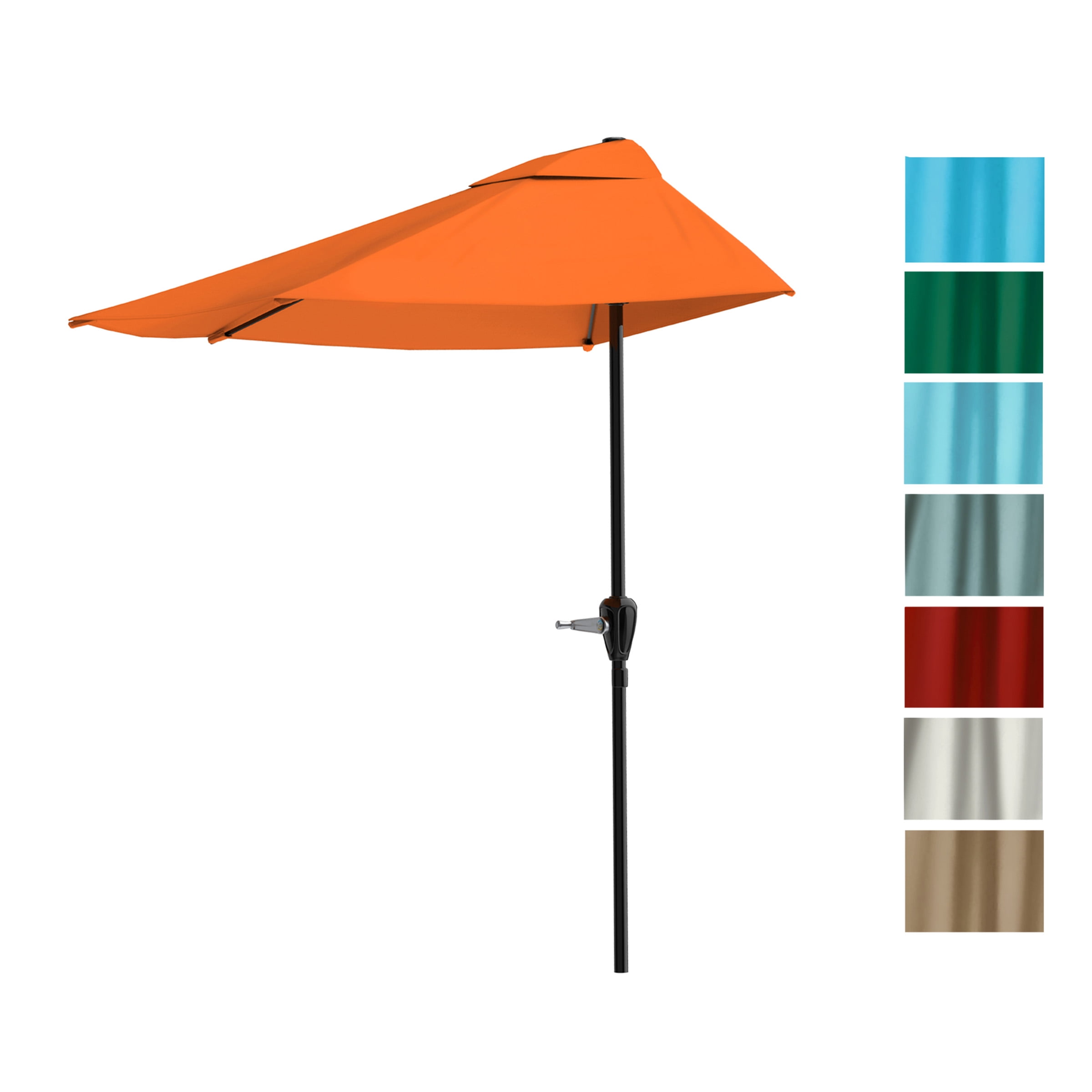 Pure Garden 9ft Half Umbrella for Balcony, Porch, or Deck, Terracotta