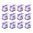 thumbnail image 1 of 50pcs Hearts Design Candy Boxes Square Chocolate Boxes Gift Container with Ribbon for Wedding (Purple), 1 of 8