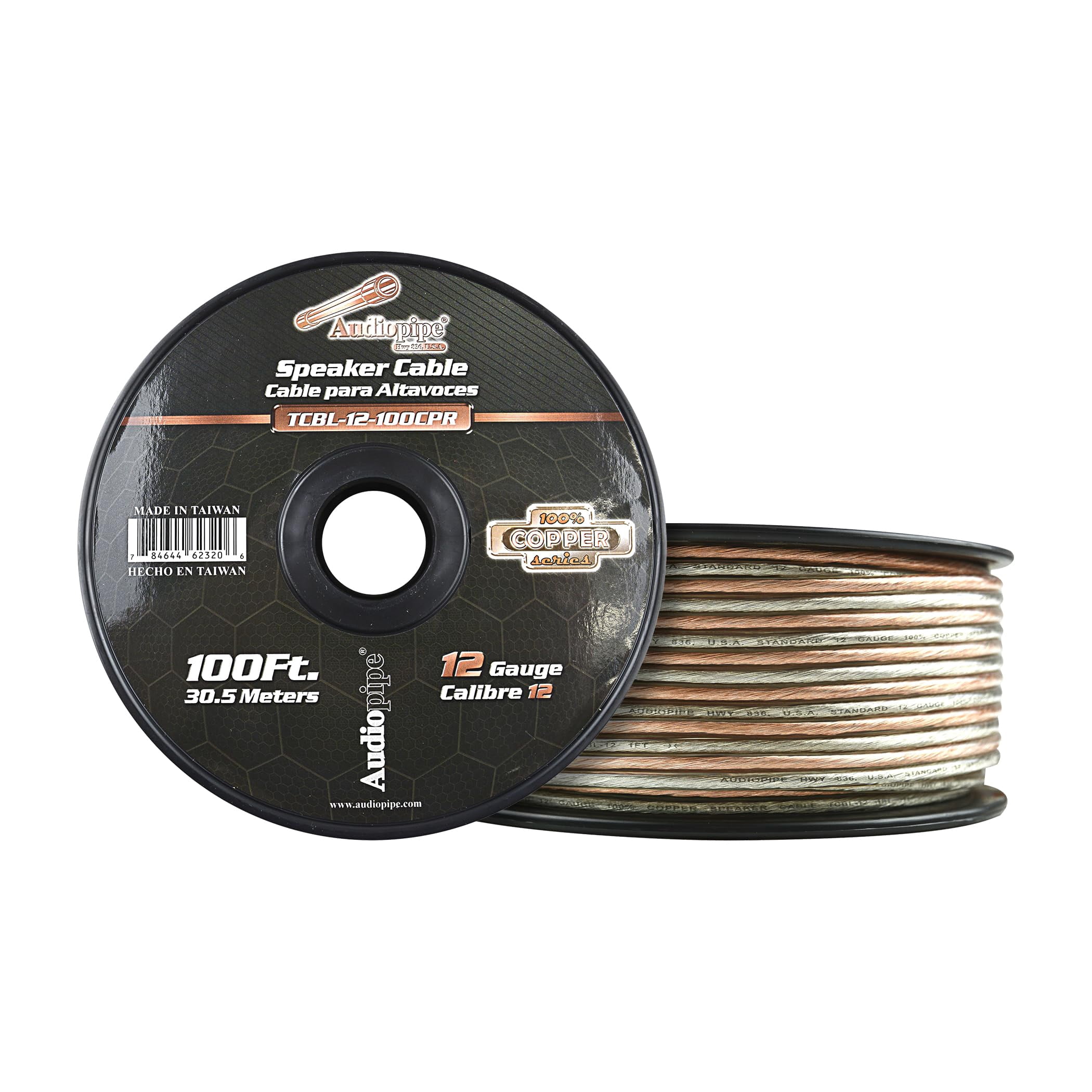 Audiopipe 12 Gauge 100% Copper Series Speaker Wire 100 Ft Clear TCBL-12-100CPR