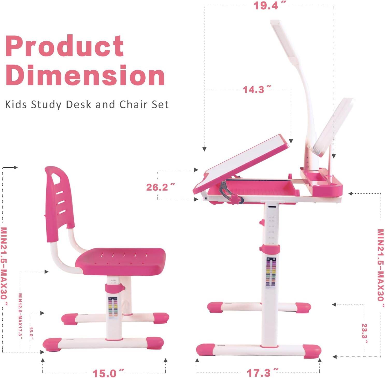 Kids Furniture Desk for Kids Desk and Chair Set Kids Art Desk Drafting Table Desk Set with Adjustable Height, 40-Degree Tiltable Children Desktop, LED Light,Bookstand,Blue,Baby Nursery Furniture