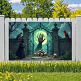 thumbnail image 2 of Grim Reaper Halloween Banner Spooky Hand Full Moon for Haunted House Halloween Party Scary Decoration, 2 of 9